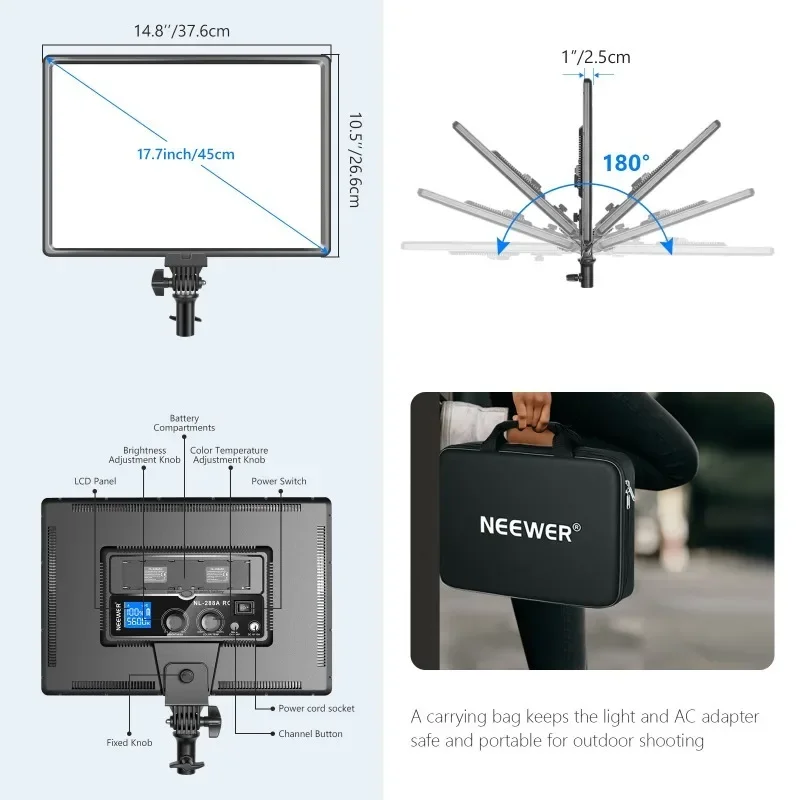 ضوء فيديو LED طراز NL288 مع جه - مراجعة Led Light Panel Stream وسعره