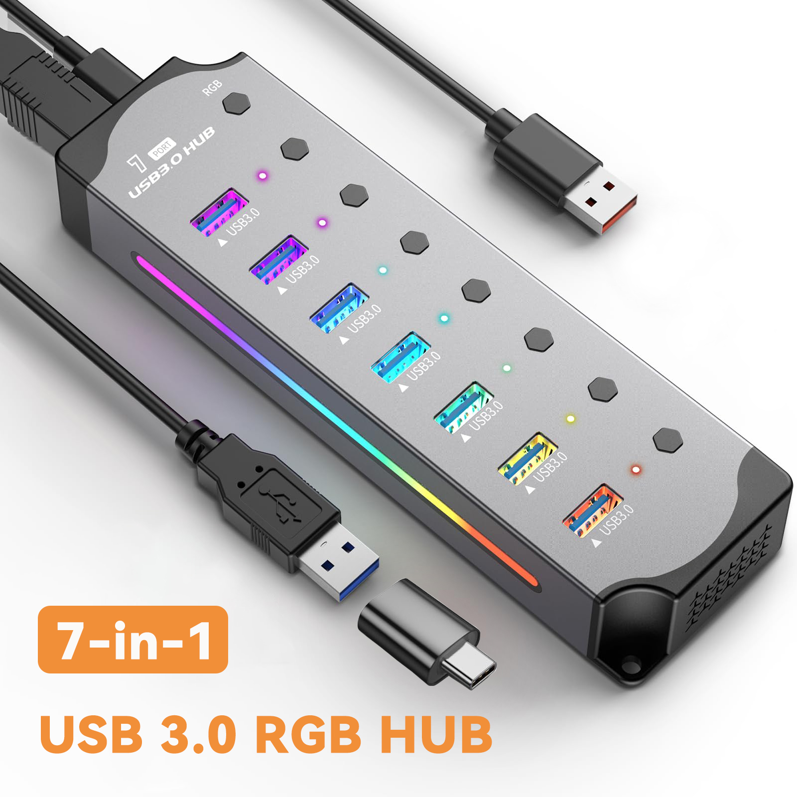 USB 3.0 Hub عالية السرعة USB 7 - مراجعة Esports Gaming Splitter وسعره