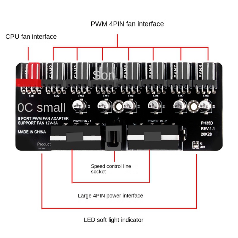 PC 1-8 قناة 4Pin PWM مراوح الت - مراجعة Esports Gaming Splitter وسعره